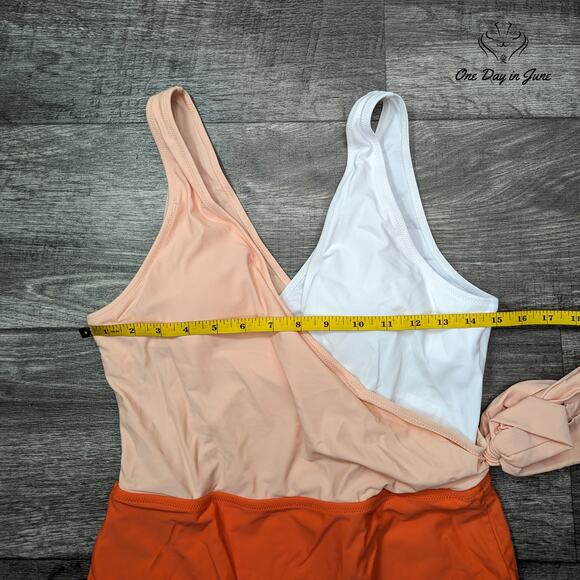 Felnart V Neck Colorblock One Piece Swimsuit Size L - Picture 4 of 6